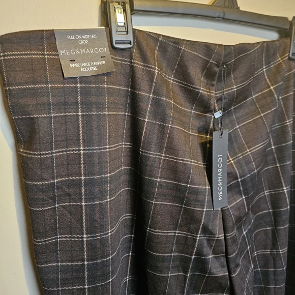 Pull On Wide Leg Crop Women's Plaid Trousers Size 3X MEG & MARGOT - Picture 12 of 16